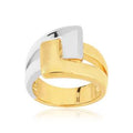 Two-Tone 18K Gold-Plated Interlocking Band Ring