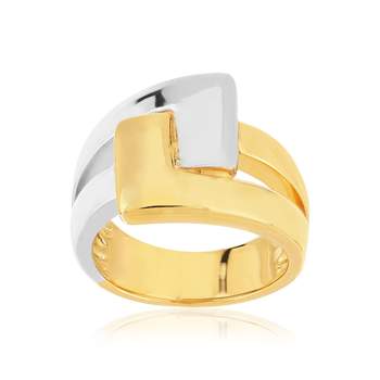 Two-Tone 18K Gold-Plated Interlocking Band Ring