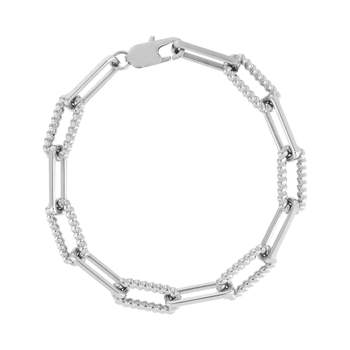 Brushed & Polished Stainless Steel Men's Curb Link Bracelet 20cm