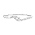 925 Sterling Silver Pavé Zirconia Hinged Bangle Bracelet 60mm