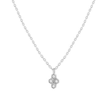 925 Sterling Silver & Cubic Zirconia Halo Pendant Necklace 45cm