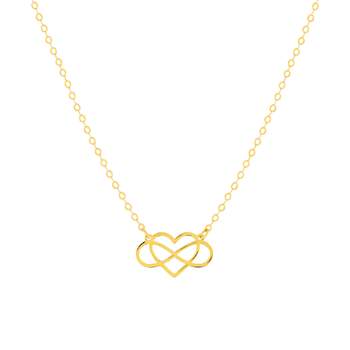 9K Yellow Gold (375) Heart & Infinity Pendant Necklace 45cm